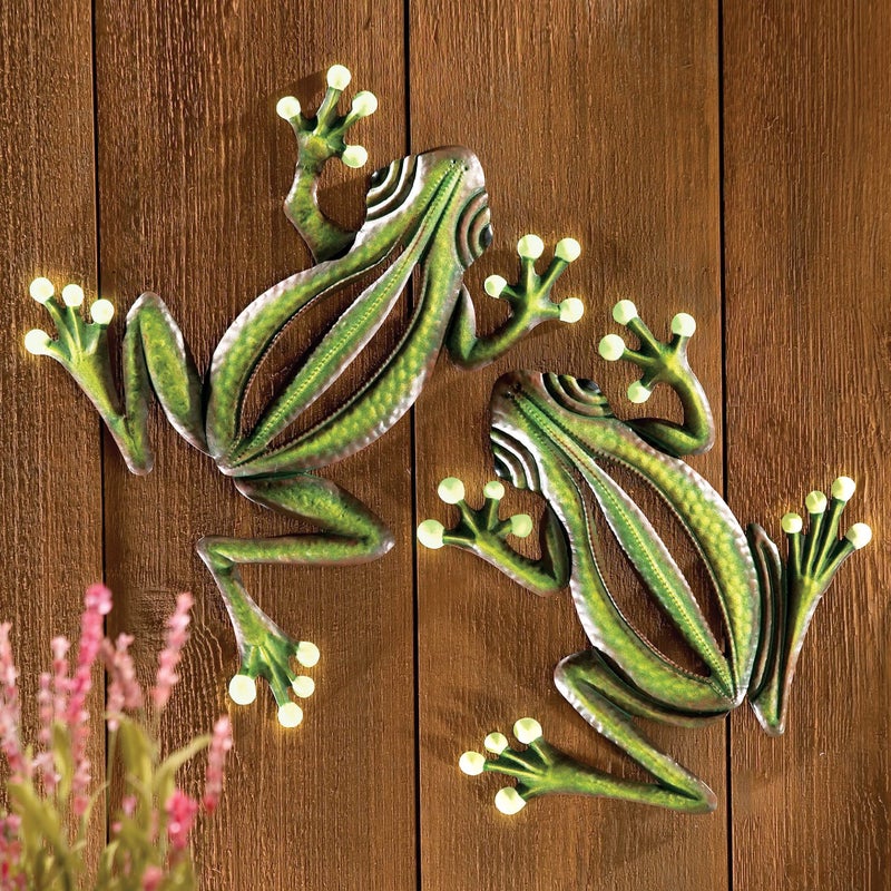 Collections Etc Glow in The Dark Hanging Frogs Wall Fence Tree Decor - Set of 2, Green - Image 2